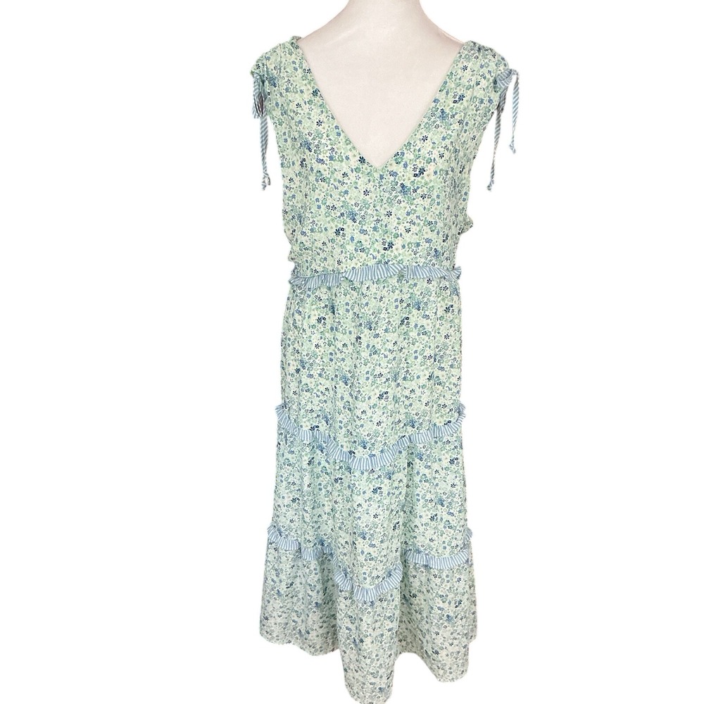 Luxology Tiered Floral Midi Dress Flowy Empire Waist Boho Cottage Size XL